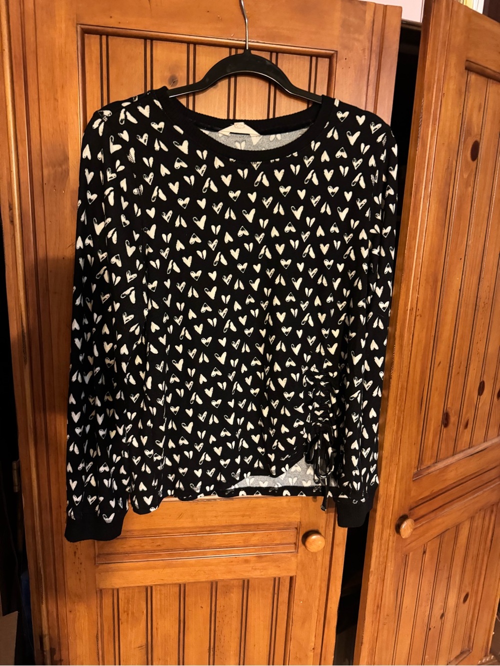 Lucky Brand Black Sweatshirt with White Heart Pattern